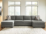 Clarington Greystone 3-Piece Double Chaise Sectional by Ashley at Eve Furniture