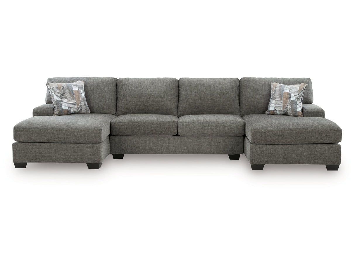 Clarington Greystone 3-Piece Double Chaise Sleeper Sectional by Ashley at Eve Furniture