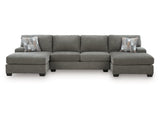 Clarington Greystone 3-Piece Double Chaise Sleeper Sectional by Ashley at Eve Furniture