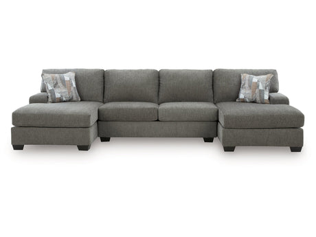Clarington Greystone 3-Piece Double Chaise Sleeper Sectional by Ashley at Eve Furniture
