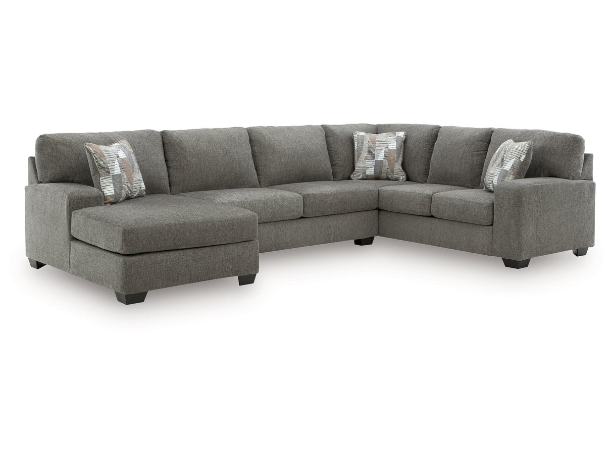 Clarington Greystone 3-Piece Sectional with LAF Chaise by Ashley at Eve Furniture