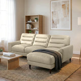 Clarion Genuine Cream Leather Sectional Sofa with Chaise Lounge by Ashcroft Furniture at Eve Furniture