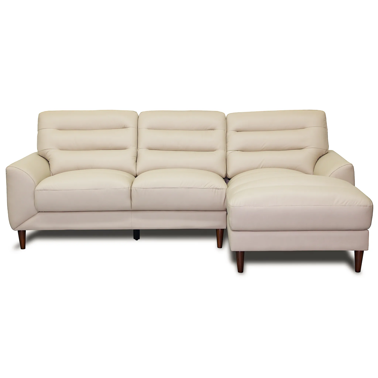 Clarion Genuine Cream Leather Sectional Sofa with Chaise Lounge by Ashcroft Furniture at Eve Furniture