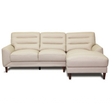 Clarion Genuine Cream Leather Sectional Sofa with Chaise Lounge by Ashcroft Furniture at Eve Furniture