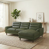 Clarion Genuine Green Leather Sectional Sofa with Chaise Lounge by Ashcroft Furniture at Eve Furniture