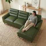 Clarion Genuine Green Leather Sectional Sofa with Chaise Lounge by Ashcroft Furniture at Eve Furniture