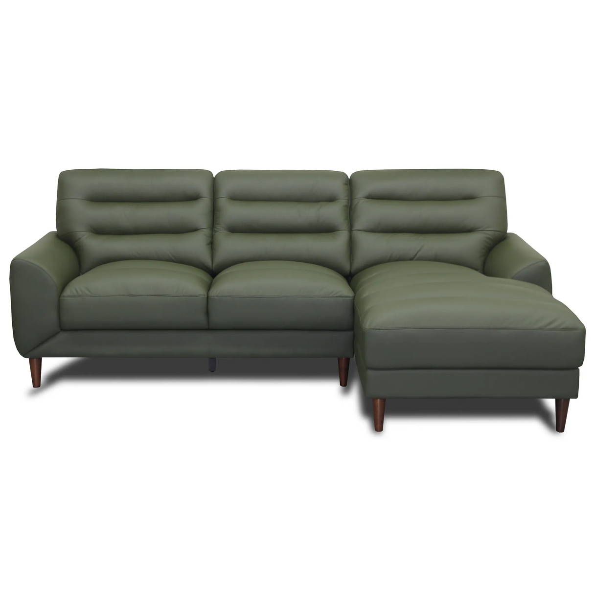 Clarion Genuine Green Leather Sectional Sofa with Chaise Lounge by Ashcroft Furniture at Eve Furniture