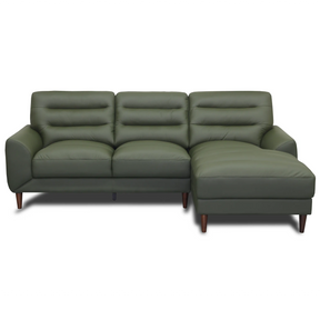 Clarion Genuine Green Leather Sectional Sofa with Chaise Lounge by Ashcroft Furniture at Eve Furniture