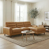 Clarion Genuine Tan Leather Sectional Sofa with Chaise Lounge by Ashcroft Furniture at Eve Furniture