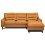 Clarion Genuine Tan Leather Sectional Sofa with Chaise Lounge by Ashcroft Furniture at Eve Furniture