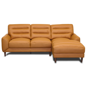Clarion Genuine Tan Leather Sectional Sofa with Chaise Lounge by Ashcroft Furniture at Eve Furniture