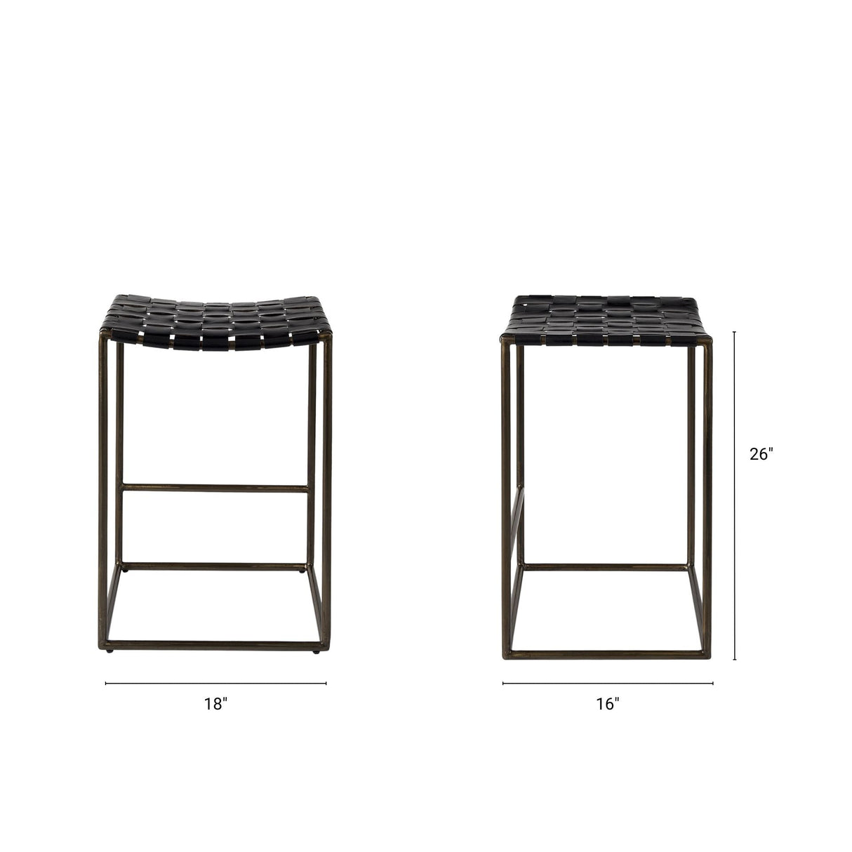 Clarissa 18.0L x 16.0W x 26.25H Black Woven Leather Seat W/ Gold Frame Counter Stool by Mercana at Eve Furniture