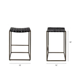 Clarissa 18.0L x 16.0W x 26.25H Black Woven Leather Seat W/ Gold Frame Counter Stool by Mercana at Eve Furniture