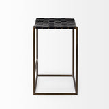 Clarissa 18.0L x 16.0W x 26.25H Black Woven Leather Seat W/ Gold Frame Counter Stool by Mercana at Eve Furniture