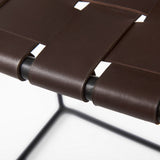 Clarissa 18.0L x 16.0W x 26.25H Dark Brown Woven Leather Seat W/ Black Iron Frame Counter Stool by Mercana at Eve Furniture