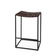 Clarissa 18.0L x 16.0W x 26.25H Dark Brown Woven Leather Seat W/ Black Iron Frame Counter Stool by Mercana at Eve Furniture
