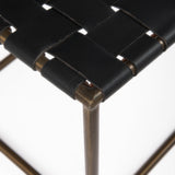 Clarissa Black Leather Woven Seat W/ Gold Metal Frame Stool by Mercana at Eve Furniture
