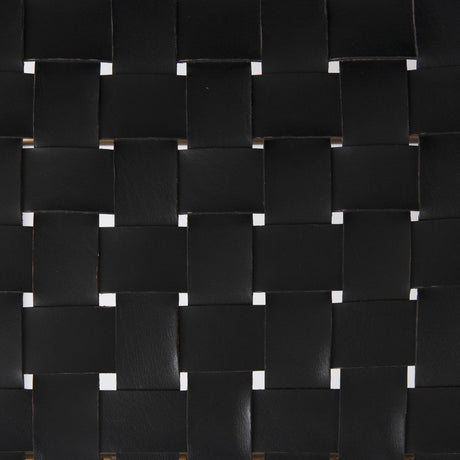 Clarissa Black Leather Woven Seat W/ Gold Metal Frame Stool by Mercana at Eve Furniture