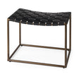 Clarissa Black Leather Woven Seat W/ Gold Metal Frame Stool by Mercana at Eve Furniture
