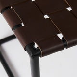 Clarissa 22.0L x 16.0W x 16.5H Brown Leather Woven Seat W/ Black Metal Frame Stool by Mercana at Eve Furniture