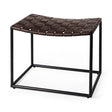 Clarissa 22.0L x 16.0W x 16.5H Brown Leather Woven Seat W/ Black Metal Frame Stool by Mercana at Eve Furniture