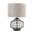 Clark (20"H) Bronze Barrel Metal Base Beige Linen Shade Table Lamp by Mercana at Eve Furniture