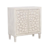 Clarkia White Accent Cabinet with Floral Carved Door