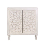 Clarkia White Accent Cabinet with Floral Carved Door