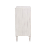 Clarkia White Accent Cabinet with Floral Carved Door