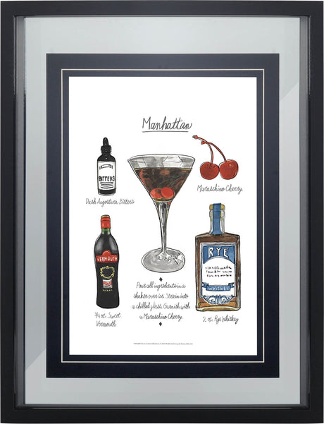 Classic Cocktail - Manhattan by Mercana Studio a Framed Art Print Matted under Glass by Mercana at Eve Furniture