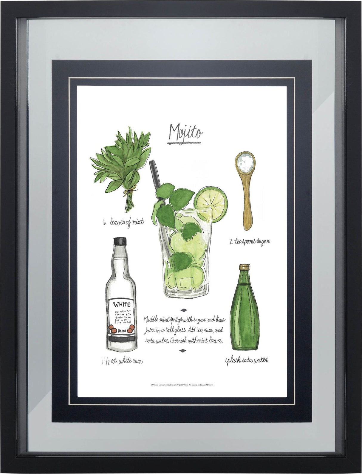 Classic Cocktail - Mojito by Naomi McCavitt a Framed Art Print Matted under Glass by Mercana at Eve Furniture