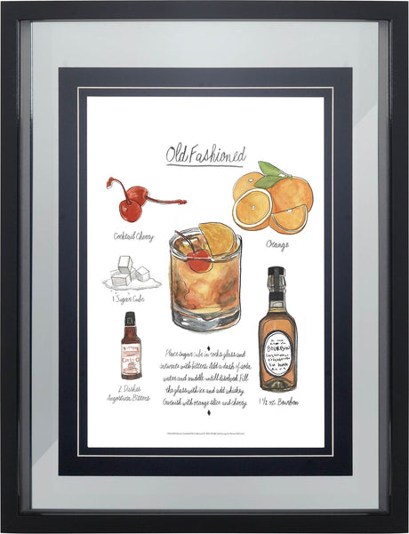 Classic Cocktail - Old Fashioned by Mercana Studio a Framed Art Print Matted under Glass by Mercana at Eve Furniture
