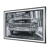 Classic Old Chevy in Havana Cuba by Richard Silver Textured Framed Art Print Matted under Glass by Mercana at Eve Furniture