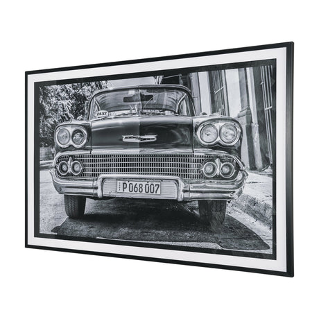 Classic Old Chevy in Havana Cuba by Richard Silver Textured Framed Art Print Matted under Glass by Mercana at Eve Furniture