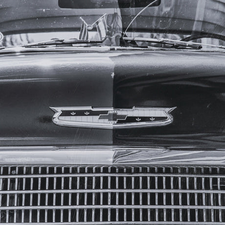 Classic Old Chevy in Havana Cuba by Richard Silver Textured Framed Art Print Matted under Glass by Mercana at Eve Furniture