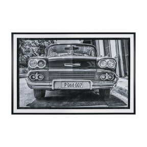 Classic Old Chevy in Havana Cuba by Richard Silver Textured Framed Art Print Matted under Glass by Mercana at Eve Furniture