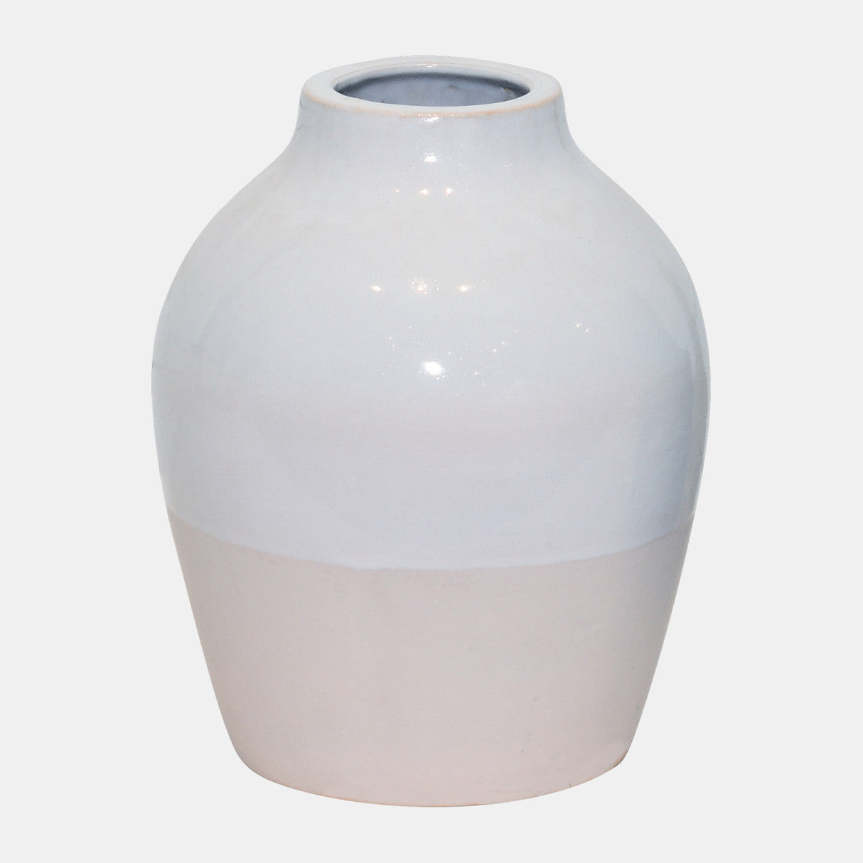 Clay, 11" 2-tone Reactive Vase, Ivory