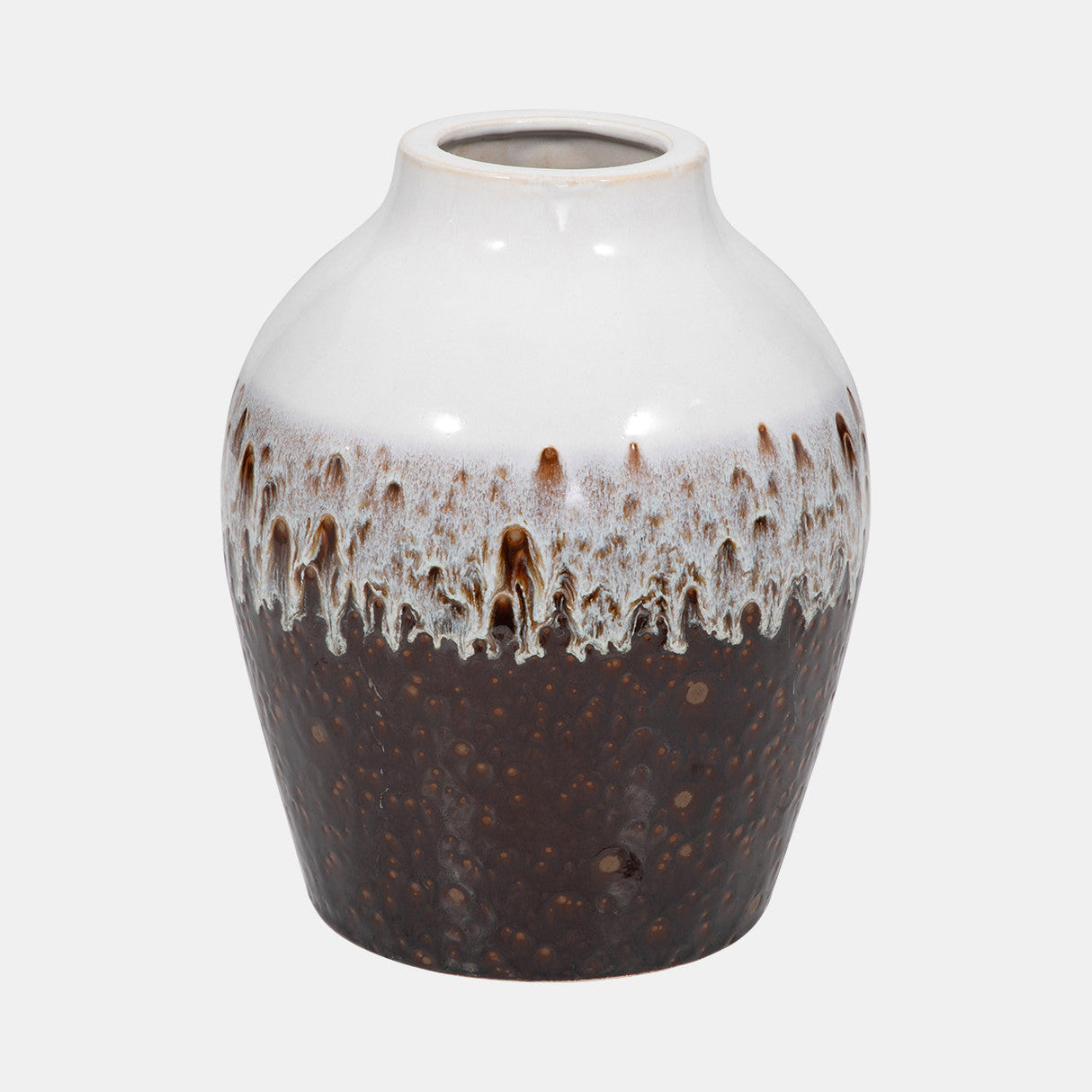 Clay, 11" Ombre Reactive Vase, Brown/white