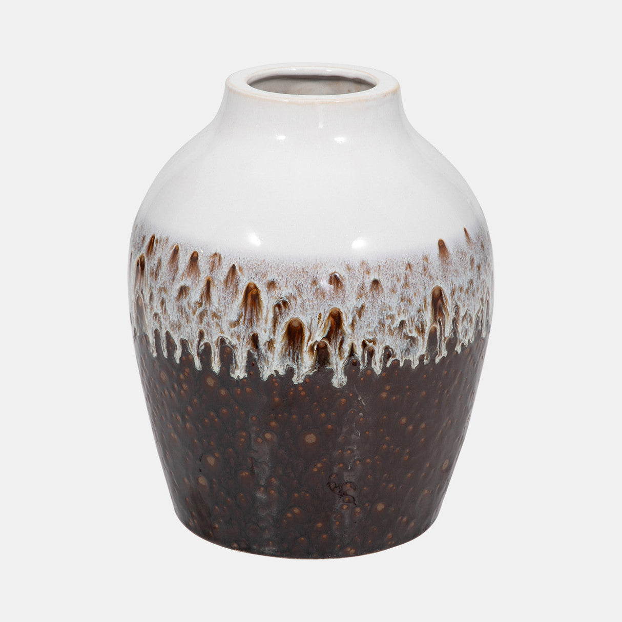 Clay, 11" Ombre Reactive Vase, Brown/white