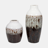 Clay, 11" Ombre Reactive Vase, Brown/white