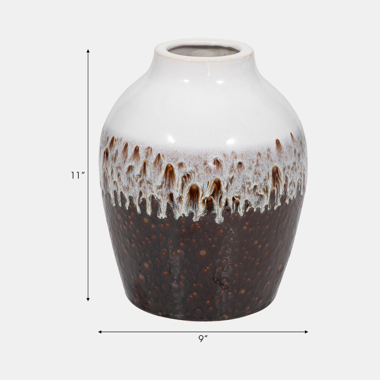 Clay, 11" Ombre Reactive Vase, Brown/white