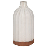 Clay, 12" Flat Ribbed Bottle Vase Exposed Bottom,