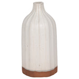 Clay, 12" Flat Ribbed Bottle Vase Exposed Bottom,