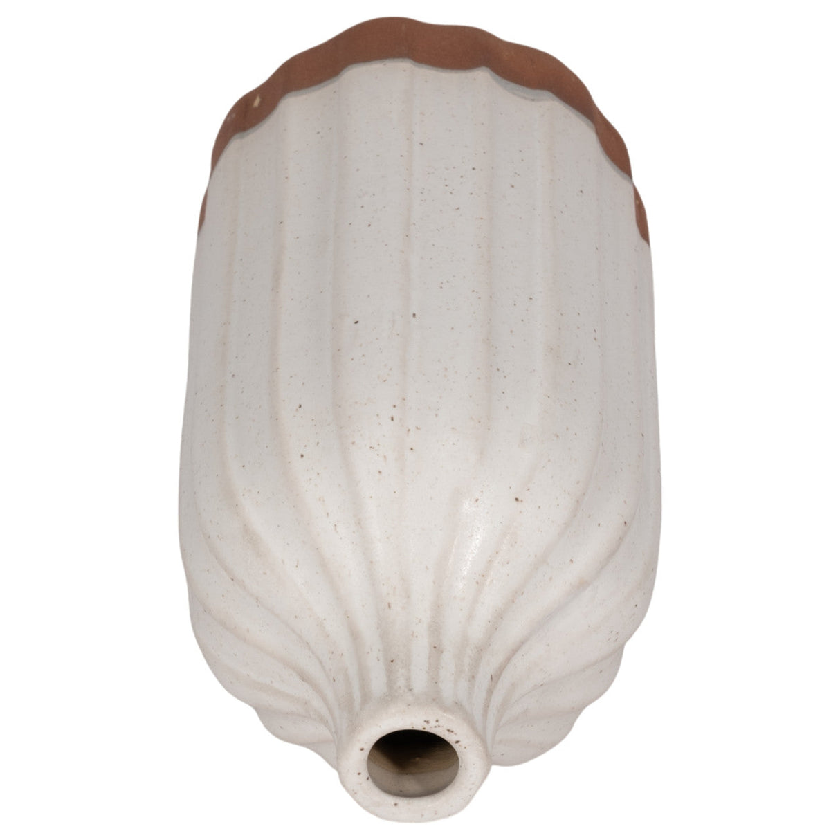 Clay, 12" Flat Ribbed Bottle Vase Exposed Bottom,