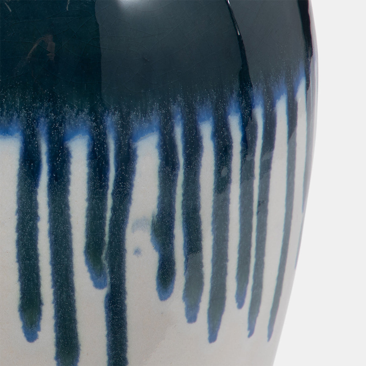 Clay, 13" Drip Vase, Blue/white