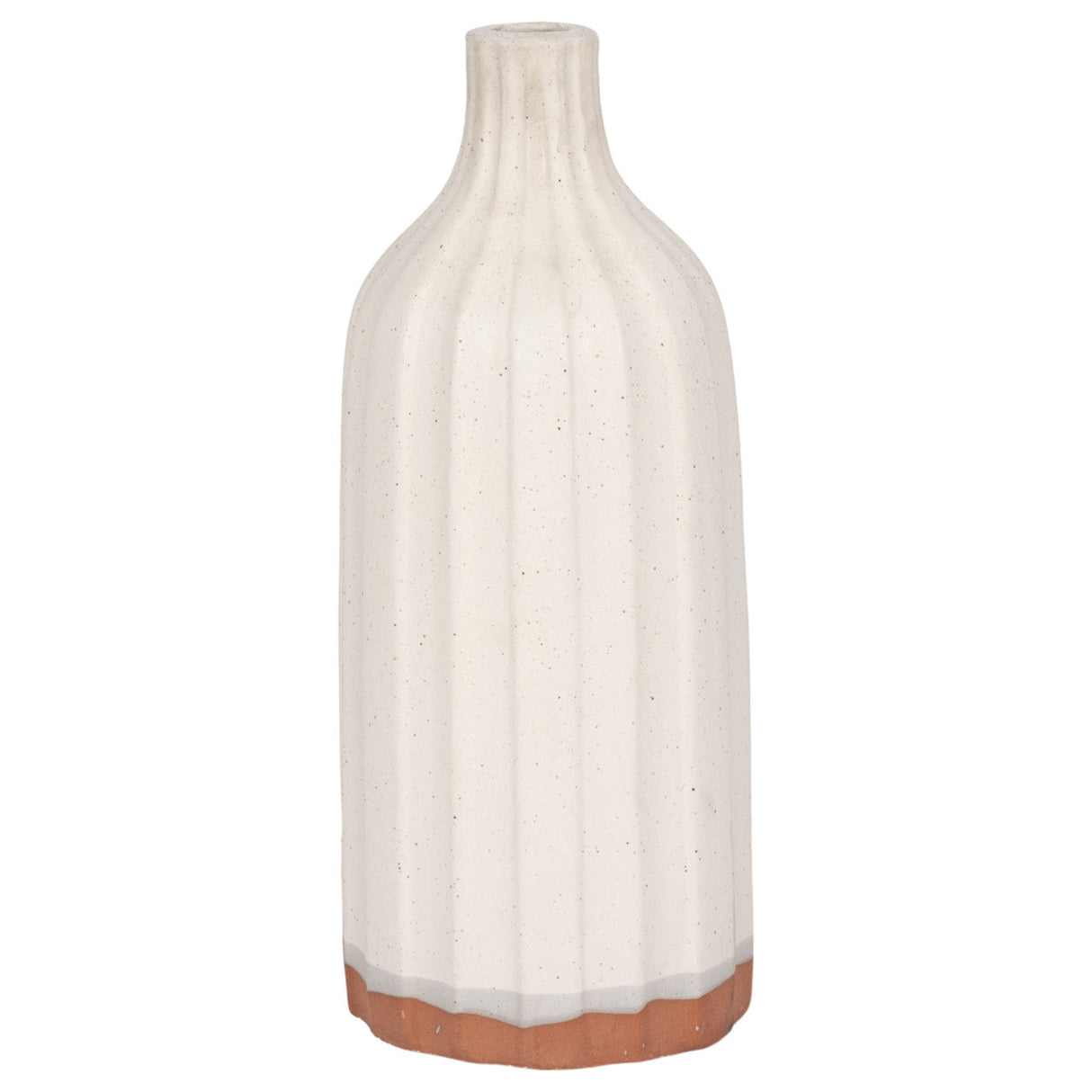 Clay, 16" Flat Ribbed Bottle Vase Exposed Bottom,