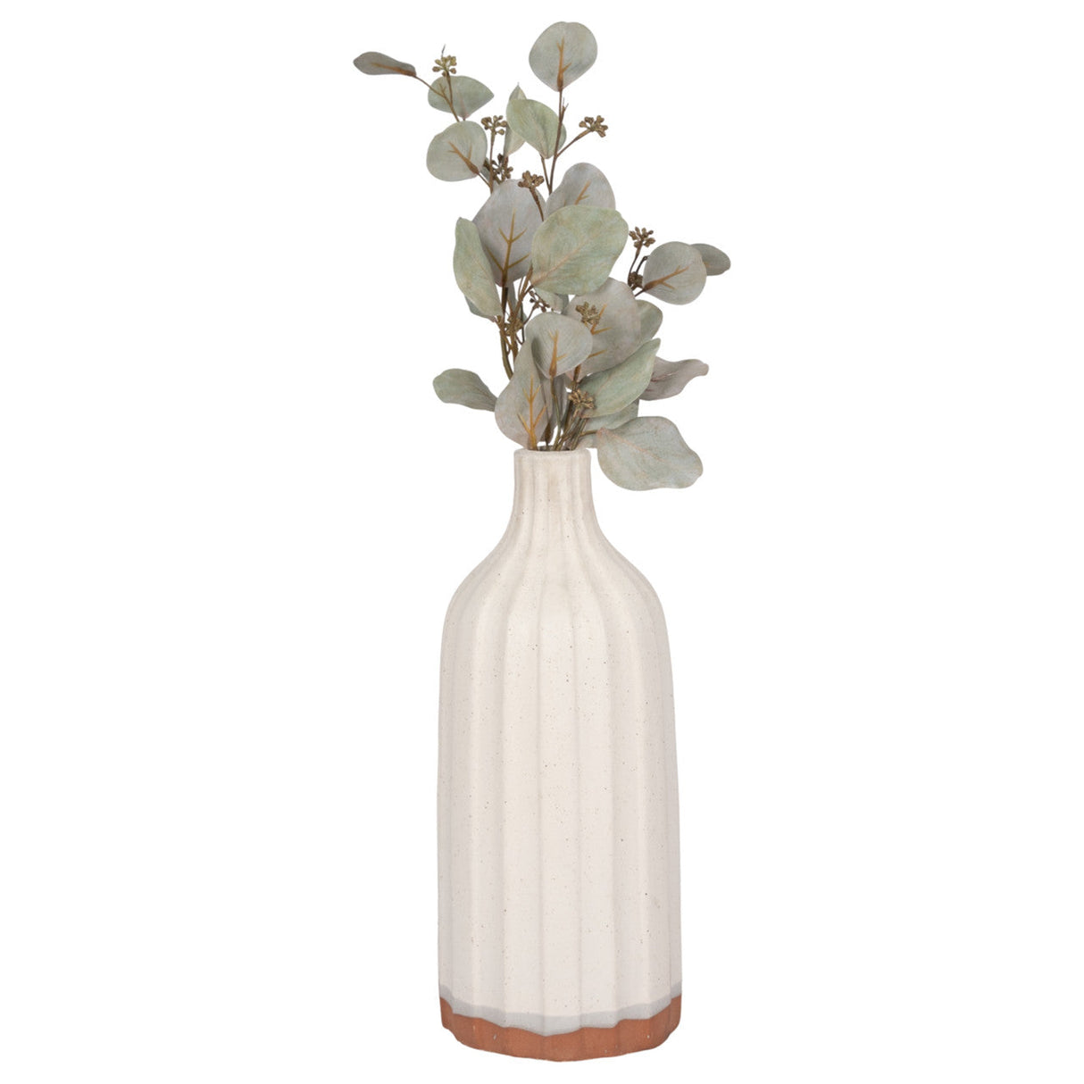 Clay, 16" Flat Ribbed Bottle Vase Exposed Bottom,