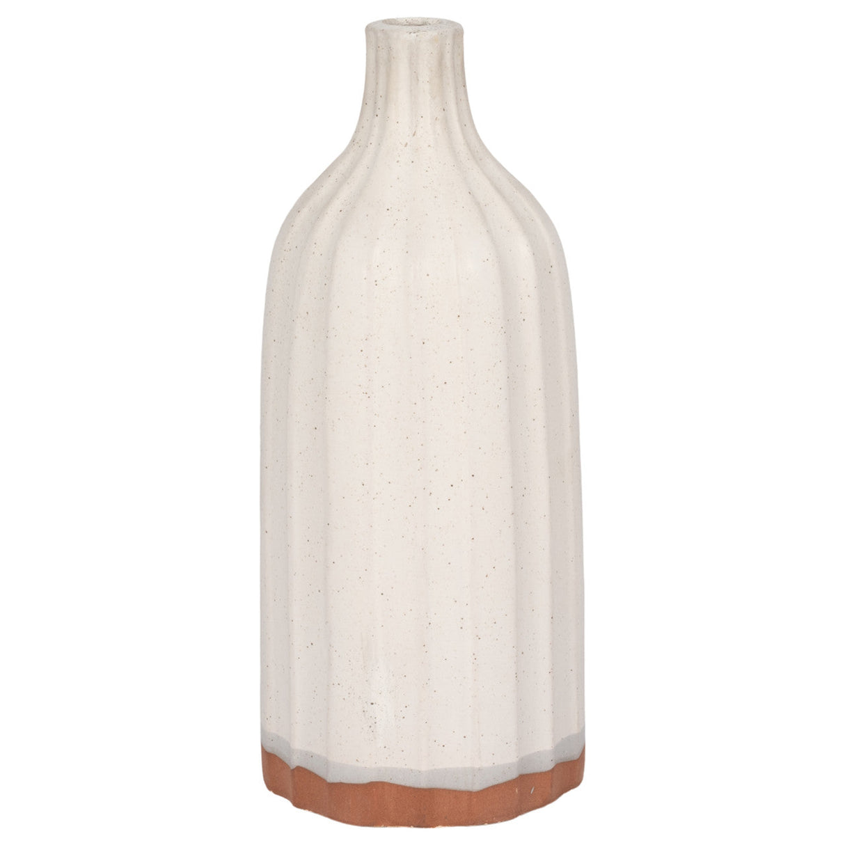 Clay, 16" Flat Ribbed Bottle Vase Exposed Bottom,