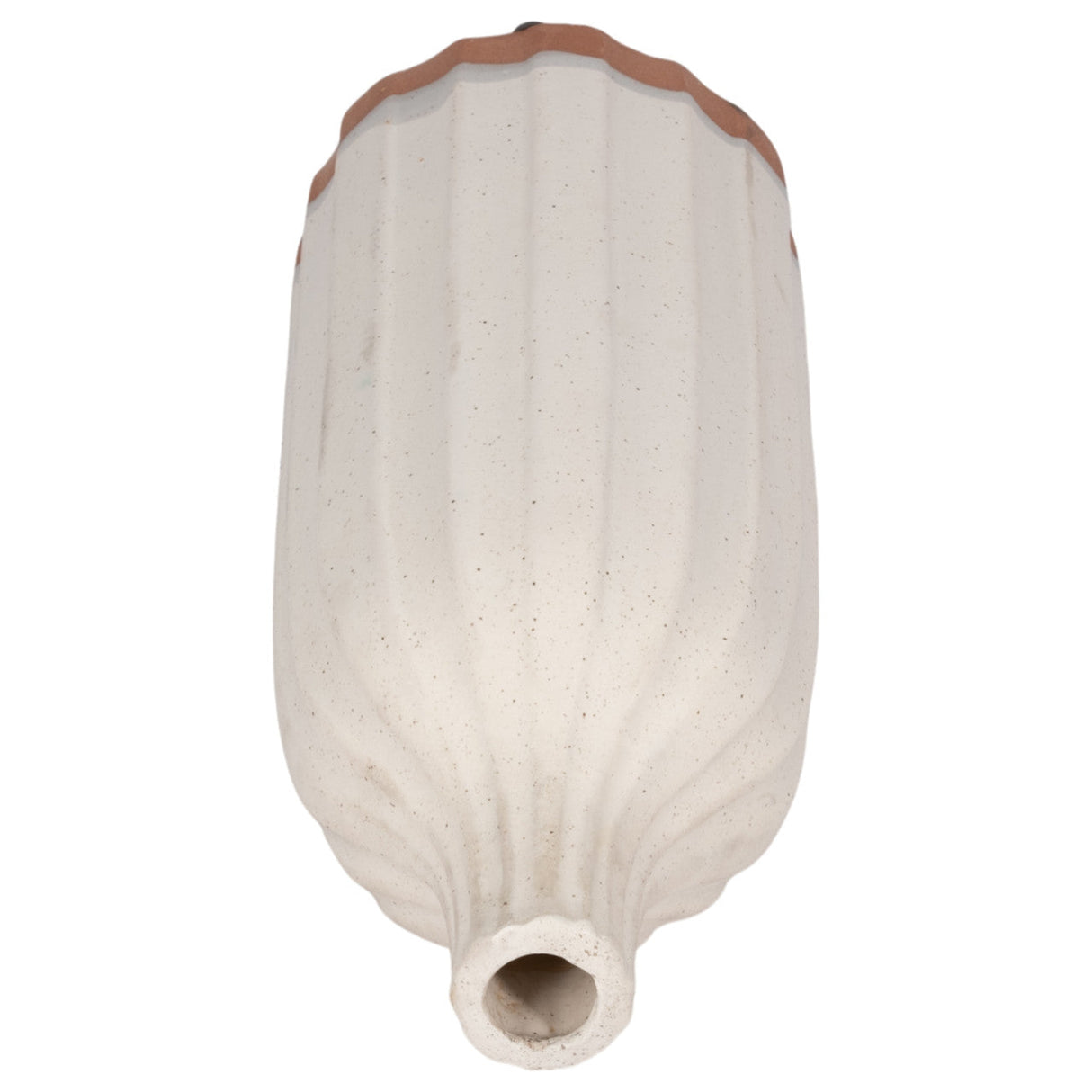 Clay, 16" Flat Ribbed Bottle Vase Exposed Bottom,