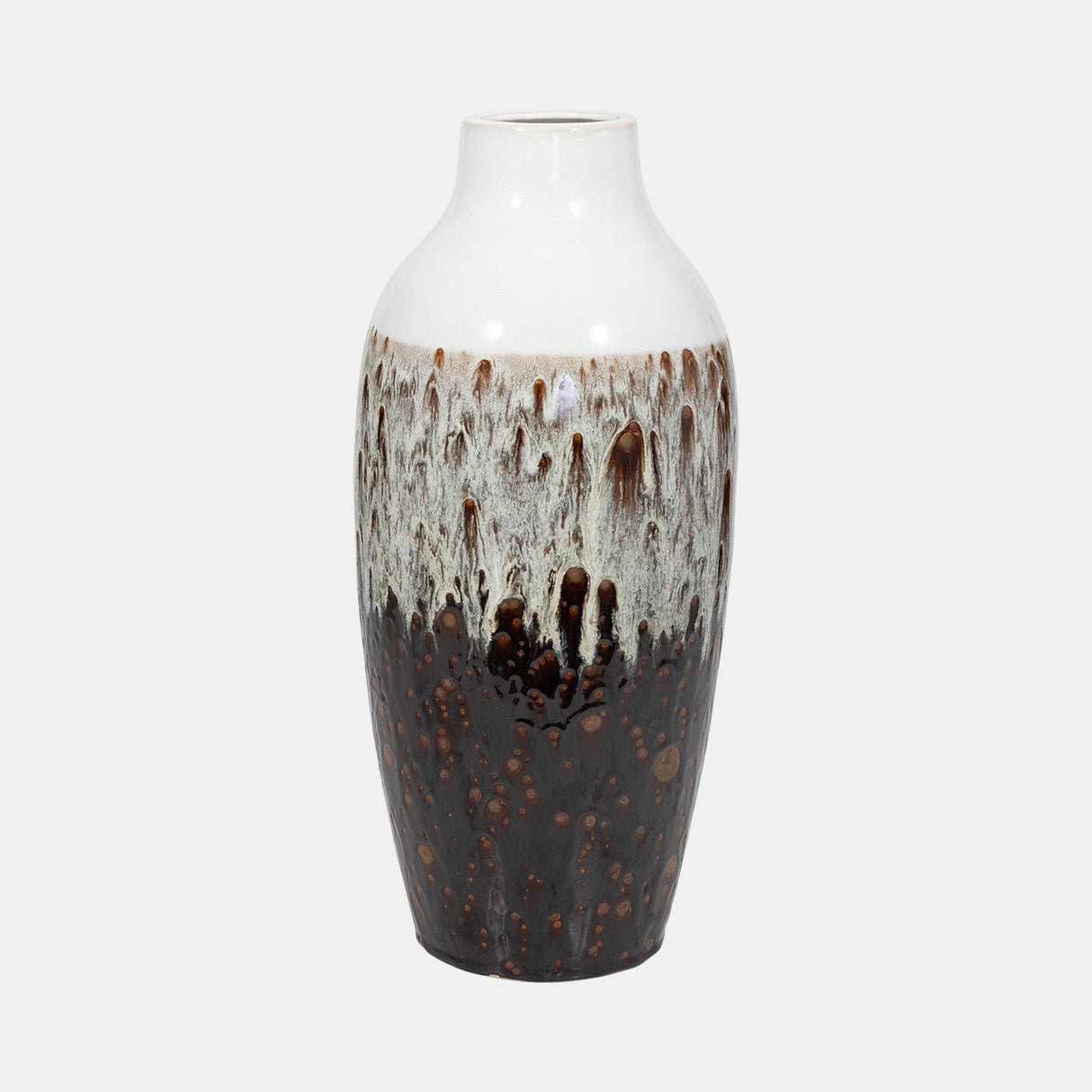 Clay, 19" Ombre Reactive Vase, Brown/white